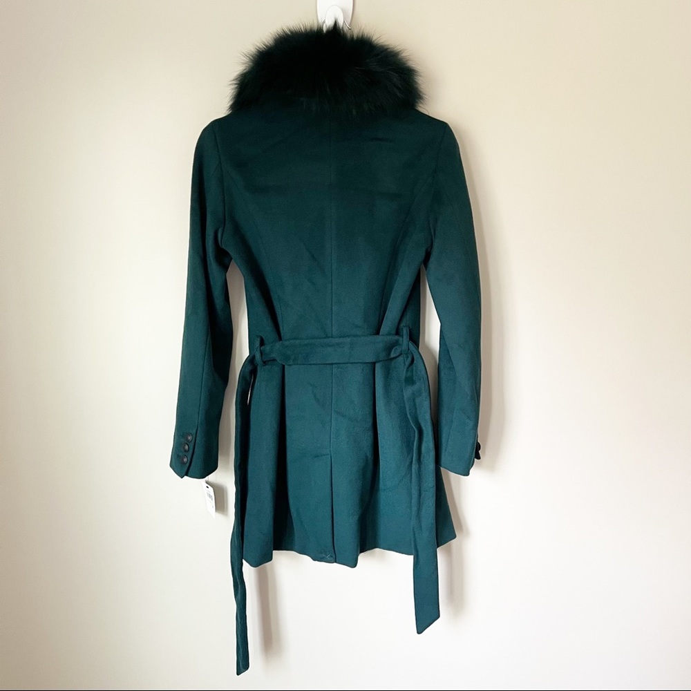 Andrew Marc Wool Blend Genuine Dyed Fox Fur Collar Coat Forest Green 4 NWT - Picture 13 of 16